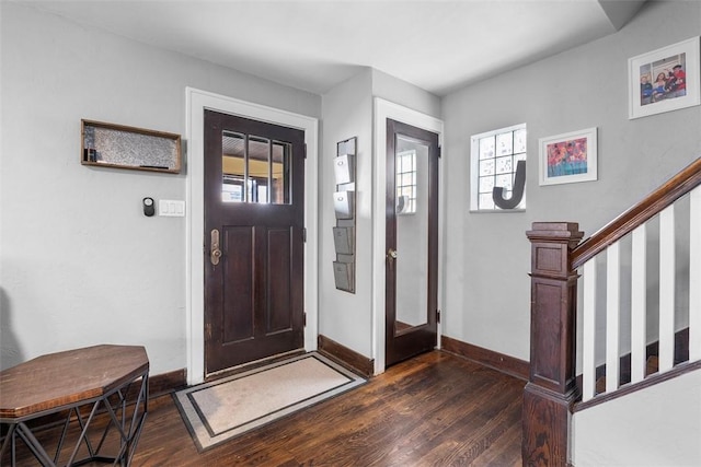 171 Clearview Ave, Ross Twp, PA 15229 - foyer entrance with dark wood-type flooring and stairs