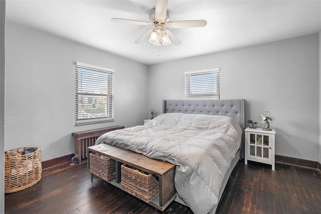 171 Clearview Ave, Ross Twp, PA 15229 - bedroom featuring hardwood / wood-style floors, ceiling fan, and radiator heating unit