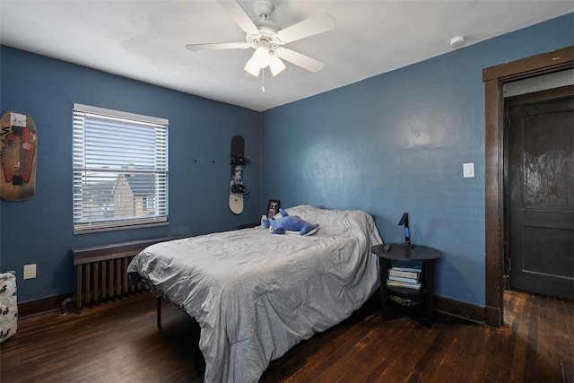 171 Clearview Ave, Ross Twp, PA 15229 - bedroom featuring hardwood / wood-style floors, radiator, and ceiling fan