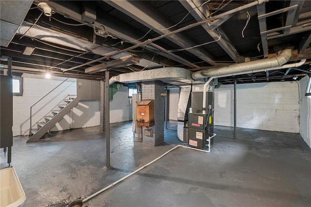 1204 Griswold St, Sharon, PA 16146 - basement with stairs and heating unit