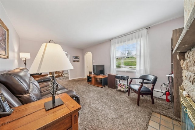 3176 Churchview Ave, Baldwin Boro, PA 15227 - carpeted living area featuring arched walkways