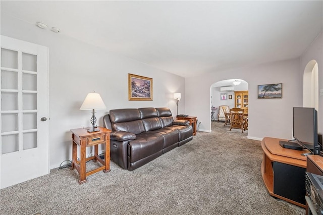 3176 Churchview Ave, Baldwin Boro, PA 15227 - carpeted living room with arched walkways and a wall mounted AC