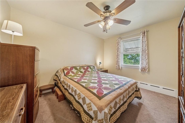 3176 Churchview Ave, Baldwin Boro, PA 15227 - carpeted bedroom featuring a baseboard radiator and ceiling fan