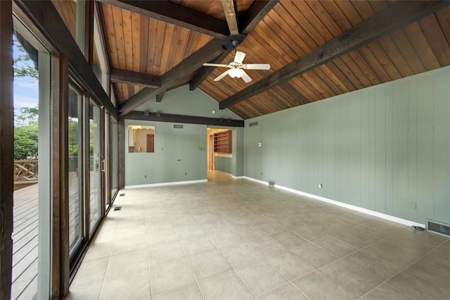 126 Elm Dr, Level Green, PA 15085 - unfurnished room featuring ceiling fan, wood ceiling, and light tile patterned floors