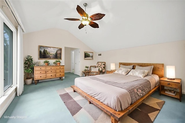 126 Elm Dr, Level Green, PA 15085 - carpeted bedroom featuring vaulted ceiling and a ceiling fan