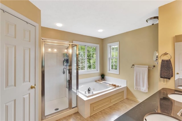 406 Pin Oak Ct, Coraopolis, PA 15108 - full bath with a stall shower, double vanity, and a garden tub
