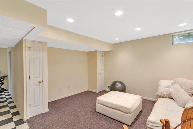 406 Pin Oak Ct, Coraopolis, PA 15108 - sitting room with recessed lighting, tile patterned floors, and carpet