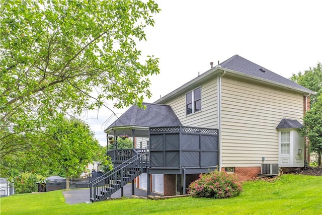 406 Pin Oak Ct, Coraopolis, PA 15108 - back of house with stairway and a wooden deck