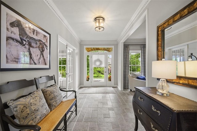 140 Golfview Dr, Adams Twp, PA 15044 - entryway featuring crown molding and stone tile floors
