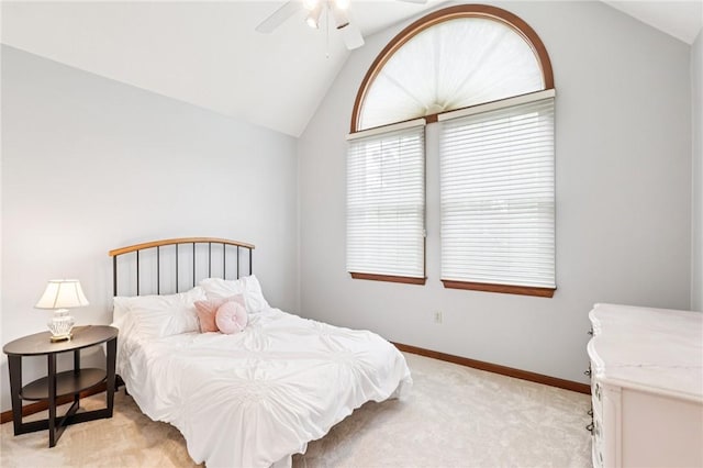 1386 Royal Oak Dr, Marshall, PA 15090 - bedroom with vaulted ceiling, light colored carpet, and ceiling fan
