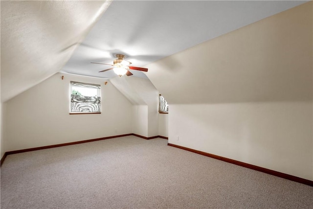 129 Temona Dr, Pleasant Hills, PA 15236 - additional living space featuring carpet flooring, vaulted ceiling, and ceiling fan