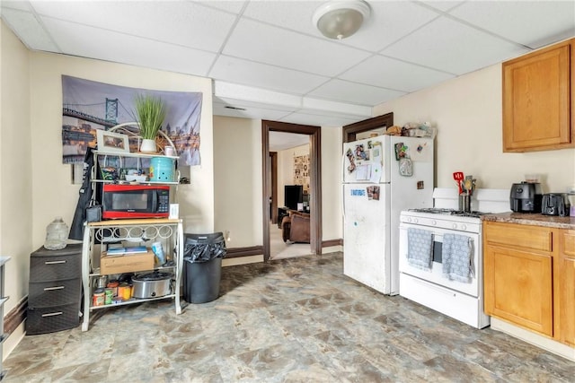 957-959 5th Ave, East Mckeesport, PA 15035 - kitchen with white appliances and a drop ceiling