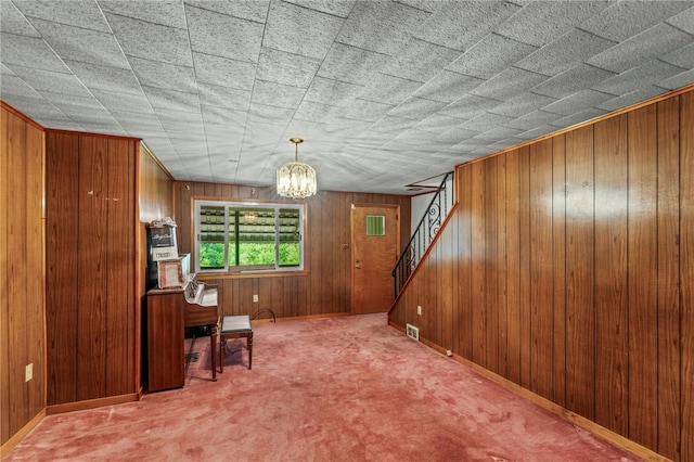 1908 Saint Paul St, South Side, PA 15203 - unfurnished office with wood walls, carpet floors, and a chandelier