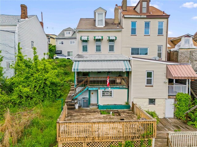 1908 Saint Paul St, South Side, PA 15203 - back of property featuring a wooden deck and stairs