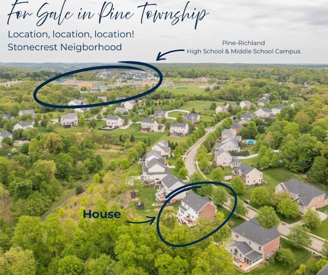 97 Clover Ln, Pine Twp Nal, PA 15044 - aerial perspective of suburban area