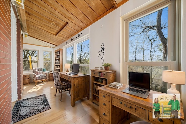 201 Hickory Way, Oakmont, PA 15139 - office featuring wood ceiling, vaulted ceiling, and wood finished floors