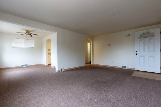 2341 Candace St, Beechview, PA 15216 - carpeted empty room featuring arched walkways and ceiling fan