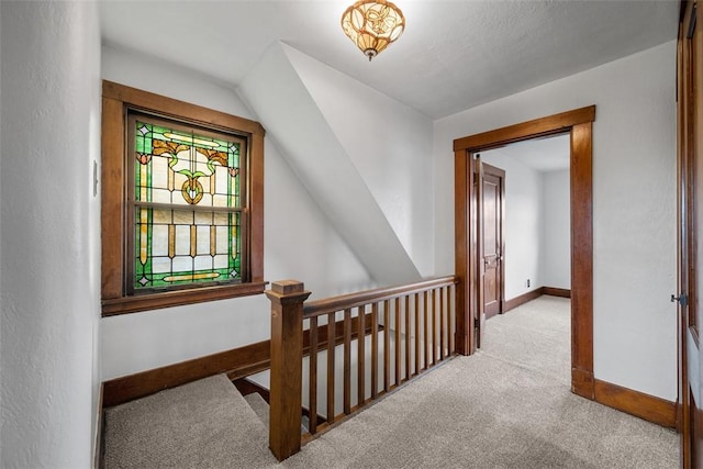 3123 Willett Rd, Brentwood, PA 15227 - corridor featuring carpet flooring, an upstairs landing, and vaulted ceiling
