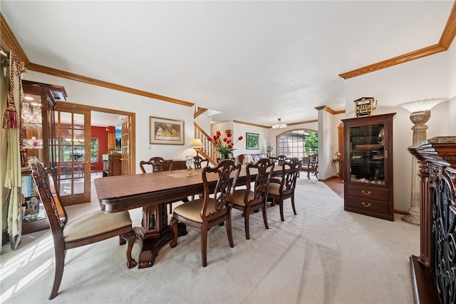 101 Blackthorn Dr, Penn Twp But, PA 16002 - dining space with ornamental molding, light colored carpet, and french doors