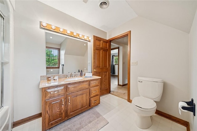 101 Blackthorn Dr, Penn Twp But, PA 16002 - full bathroom featuring lofted ceiling, vanity, and tile patterned floors