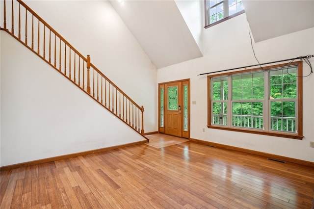 29 Cherry Tree Ln, Mercer Boro Mer, PA 16137 - foyer featuring a high ceiling, hardwood / wood-style floors, and stairs