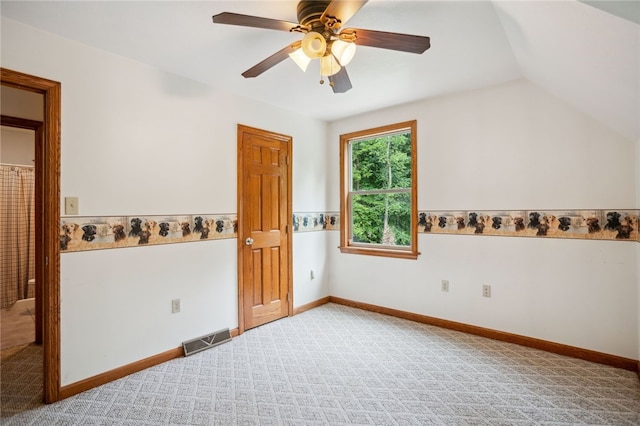 29 Cherry Tree Ln, Mercer Boro Mer, PA 16137 - unfurnished bedroom featuring carpet floors, vaulted ceiling, and ceiling fan