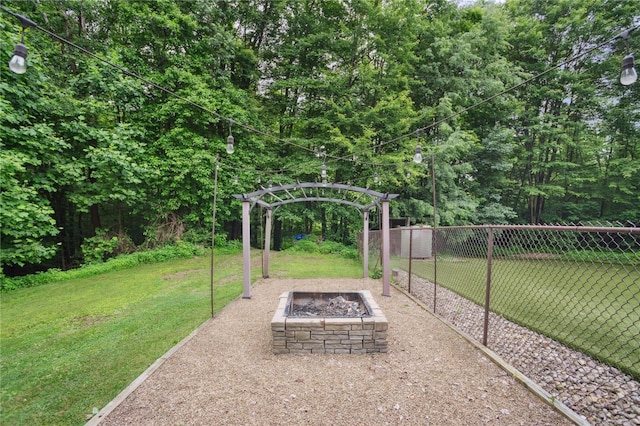 29 Cherry Tree Ln, Mercer Boro Mer, PA 16137 - view of yard with a fire pit and a pergola