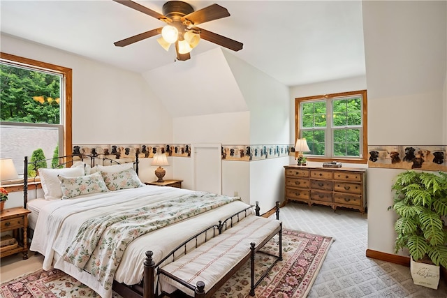 29 Cherry Tree Ln, Mercer Boro Mer, PA 16137 - bedroom featuring lofted ceiling, a ceiling fan, and carpet