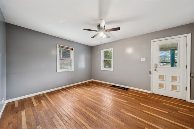 320 Cline St, E Pittsburgh, PA 15112 - empty room featuring ceiling fan and hardwood / wood-style floors