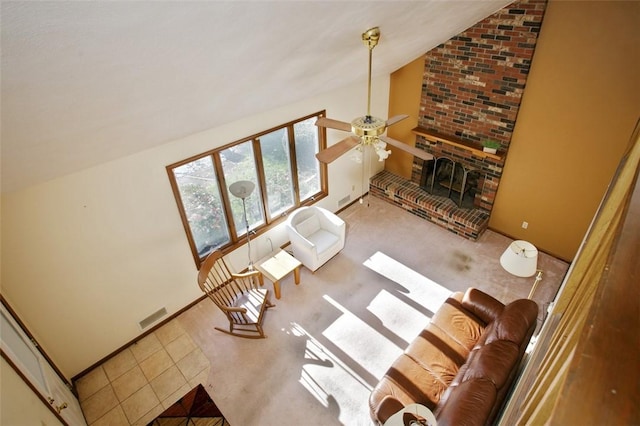 10496 Roseway Blvd, North Huntingdon, PA 15642 - living room with lofted ceiling and a ceiling fan