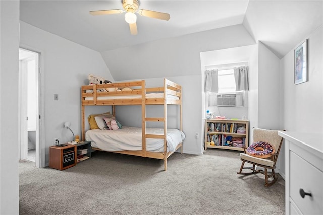 1037 Chislett St, Morningside, PA 15206 - carpeted bedroom with cooling unit, vaulted ceiling, and ceiling fan