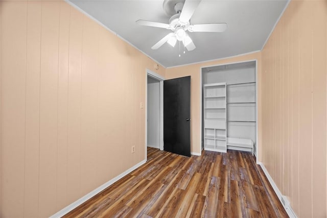 4829 Hatfield St, Lawrenceville, PA 15201 - unfurnished bedroom featuring wood finished floors, a closet, ceiling fan, and ornamental molding