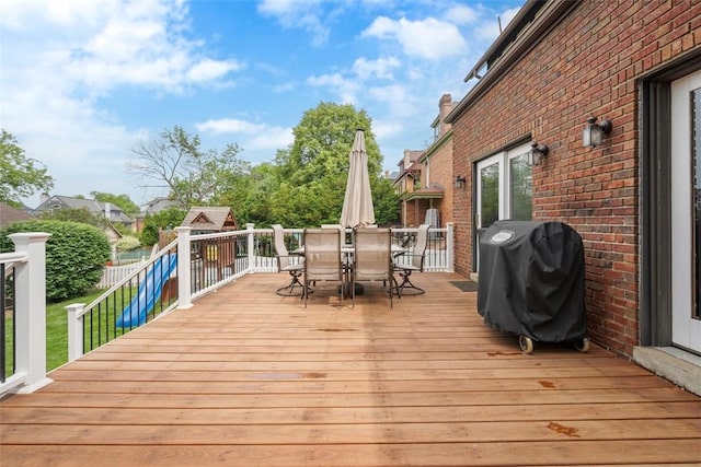 81 Dinsmore Ave, Crafton, PA 15205 - wooden terrace featuring grilling area and outdoor dining area