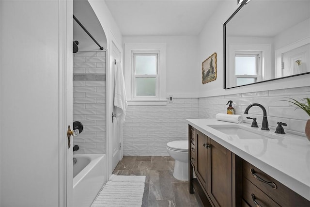 4035 Ludwick St, Squirrel Hill, PA 15217 - full bathroom with vanity, shower / tub combo, wainscoting, and tile walls