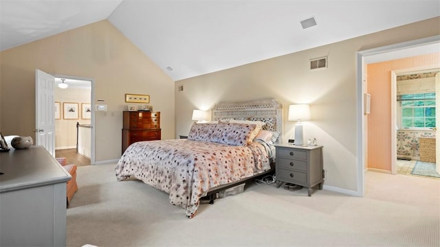 609 Twin Pine Rd, Fox Chapel, PA 15215 - bedroom with light colored carpet, lofted ceiling, and ensuite bathroom
