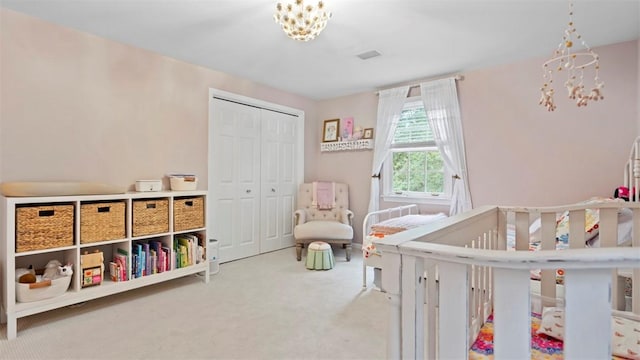 609 Twin Pine Rd, Fox Chapel, PA 15215 - carpeted bedroom featuring a chandelier and a closet