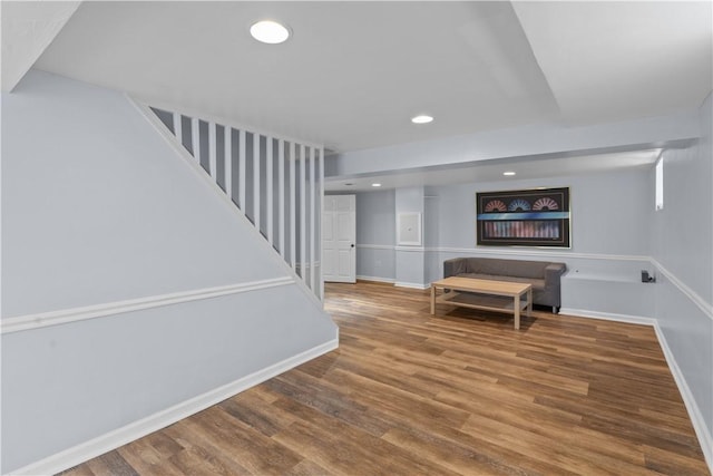 1028 Roseanne Ave, Banksville/Westwood, PA 15216 - finished below grade area featuring stairs, wood finished floors, and recessed lighting