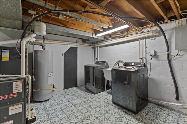 1028 Roseanne Ave, Banksville/Westwood, PA 15216 - unfinished basement featuring gas water heater, electric panel, separate washer and dryer, and heating unit