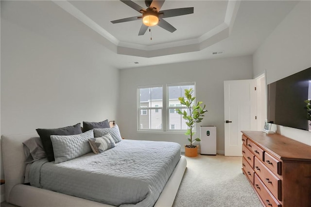 493 Nolan Cir, Cranberry Twp, PA 16066 - bedroom with a tray ceiling, light colored carpet, and ceiling fan