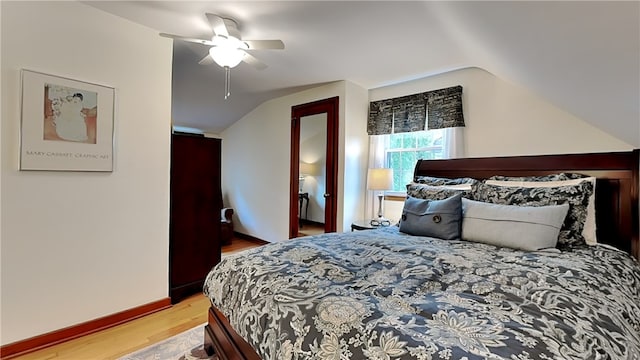 217 Monroe Dr, Ross Twp, PA 15229 - bedroom with lofted ceiling, light wood-type flooring, and ceiling fan