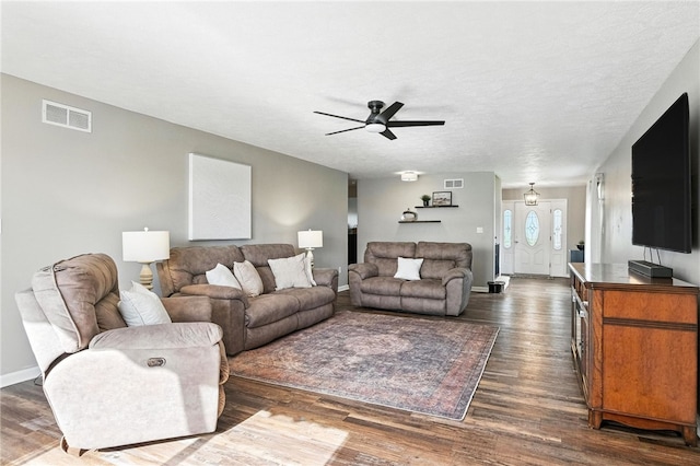 2310 Shamrock Ln, Canonsburg, PA 15317 - living area featuring ceiling fan and dark wood-style floors