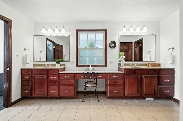 2310 Shamrock Ln, Canonsburg, PA 15317 - bathroom with vanity, tile patterned flooring, and a textured ceiling