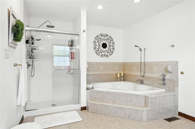 2310 Shamrock Ln, Canonsburg, PA 15317 - full bathroom with a shower stall, a bath, tile patterned flooring, and recessed lighting