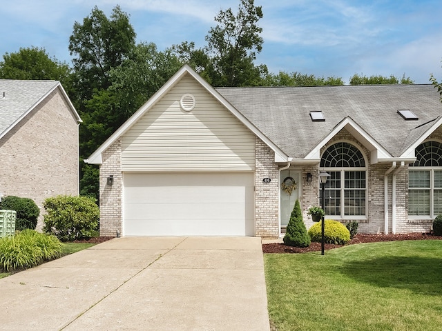 406 Country View Dr, Lower Burrell, PA 15068 - view of front of house with brick siding, driveway, a front lawn, and an attached garage