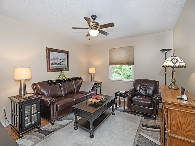 406 Country View Dr, Lower Burrell, PA 15068 - living room featuring ceiling fan and a textured ceiling