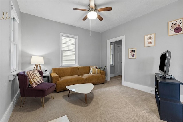 447 Highfield Ave, Canonsburg, PA 15317 - living room featuring light colored carpet and ceiling fan