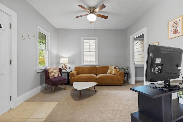 447 Highfield Ave, Canonsburg, PA 15317 - living room with ceiling fan and light colored carpet