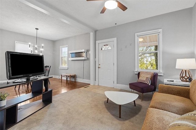 447 Highfield Ave, Canonsburg, PA 15317 - living area featuring ceiling fan, a chandelier, and carpet