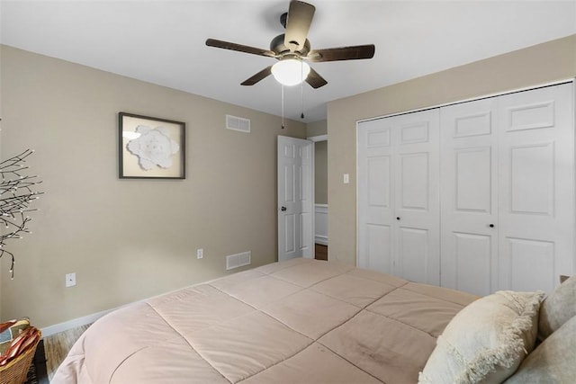401 Olde Ingomar Ct, Mccandless, PA 15237 - bedroom featuring a closet and a ceiling fan