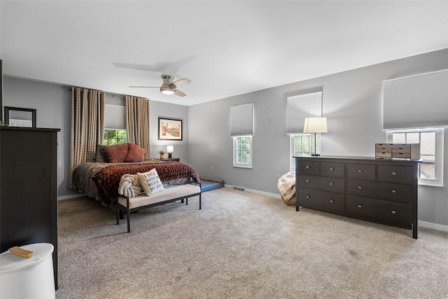 401 Olde Ingomar Ct, Mccandless, PA 15237 - bedroom with multiple windows, light carpet, and ceiling fan